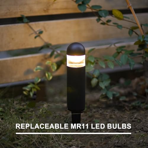 GOODSMANN Landscape Lighting 8PK Low Voltage Landscape Lighting 3W 60 Lumen LED Landscape Bollard Path Lights Outdoor 2700K Warm White Black with Cable Connectors Replaceable LED Bulbs - Image 3