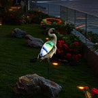 HONGLAND Solar Metal Crane Statue Garden Heron Sculpture, Glass Outdoor Heron Yard Art Coastal Ocean Bird Decor Lawn Ornament for Backyard Porch Patio Decor（24 Inch） - Image 4