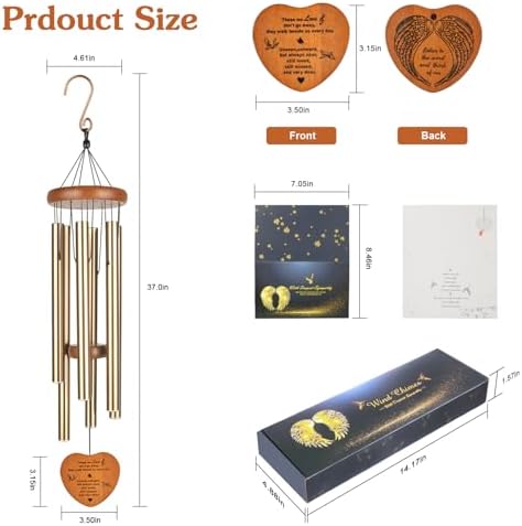 Memorial Wind Chimes, 37" Large Outdoor Wind Chimes for Loss of Loved One, Meaningful Sympathy Gifts in Memory of Father, Mother or a Loved One - Image 6