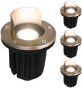 GKOLED 4 Pack, LED Brass Well Lights, 12V IP67 Waterproof Outdoor In Ground Light with MR16 Bulb and Swival Base, Low Voltage Landscape Lighting, 5W 2700K, Up Light for Garden Tree Bushe, Shielded Top by GKOLED