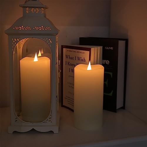TECHLONG Flameless Candles with Remote Timer, 3D Moving Flickering Flame Battery Operated Candles Lasting 1000+ Hours, 3" x 7" Ivory Real Wax Electric LED Pillar Candles, Set of 2 - Image 3