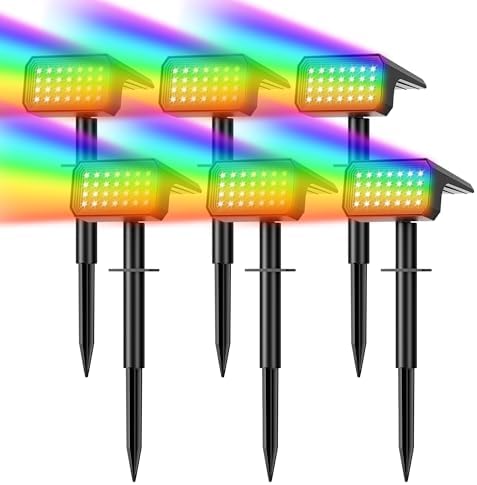 Color Changing Solar Spot Lights Outdoor Waterproof, 6 Pack, 28 LED RGB by Flaow