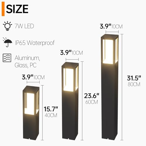 Modern Landscape Path Light Outdoor LED Bollard Fixture Aluminum Housing Pathway with Glass IP65 Waterproof Garden Lawn for Yard Walkway Home Decor - Image 2