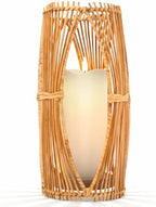 Handmade Boho Rattan Lantern – Rattan Lantern with Metal Frame for Indoor and Outdoor Home Decor, Decorative Centerpiece for Patio, Garden, Front Porch, and Kitchen Dining Table, 5 x 5 x 10 by Unknown