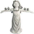Design Toscano Basking in Glory Little Girl with Birds Outdoor Garden Statue, Small, 12 inches Tall, Cast Stone Resin, Two Tone Stone Finish by DesignToscano