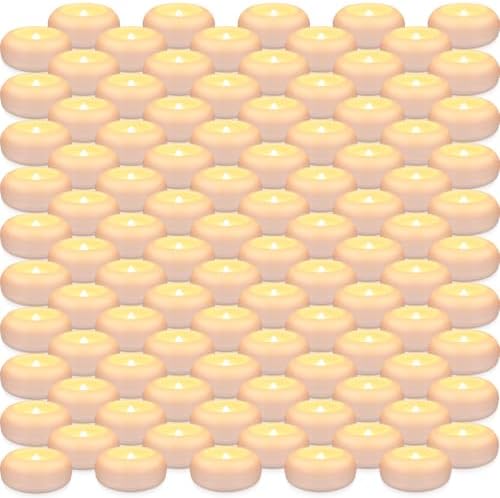 100 Pack 2 Inch Flameless LED Floating Candles, Battery Operated White Tealights with Realistic Flickering Flame, Waterproof for Cylinder Vases, Wedding Centerpieces, Pool, Party & Holiday Decor - Image 3