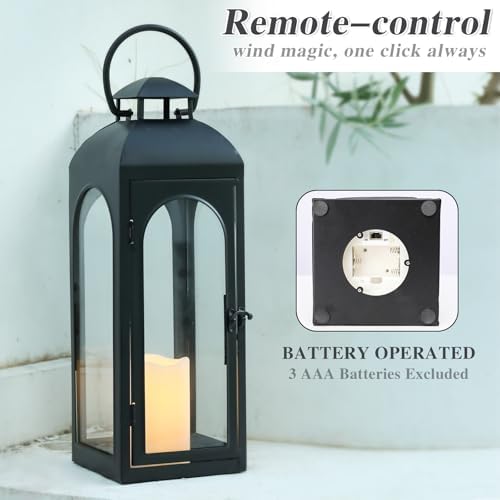 Bdor Decorative Outdoor Lantern Candle,Black Lantern Remote,20 Inch,1 Pack - Image 6