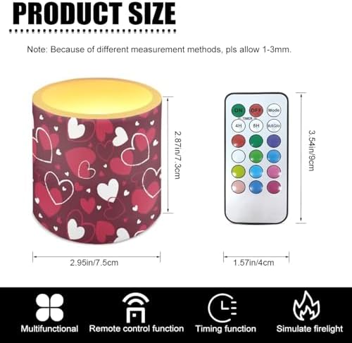 Flickering Flameless Candles with Remote Battery Operated Candles with Timer Red Hearts LED Pillar Tea Lights for Valentines Day Banquet Home Decorations - Image 3