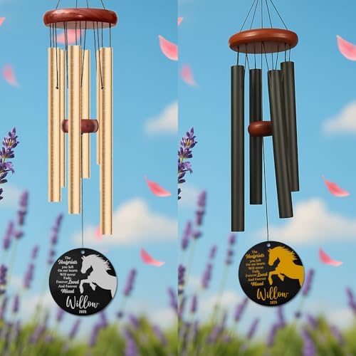 Personalized Horse Memorial Wind Chime – “Hoofprints on Our Hearts” Custom Name & Year Keepsake – Meaningful Outdoor Remembrance Tribute for Equestrian Families Honoring a Cherished Companion - Image 5