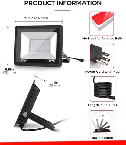 L LOHAS LED Red and Green Christmas Flood Light Outdoor 50W Dusk to Dawn - Image 5