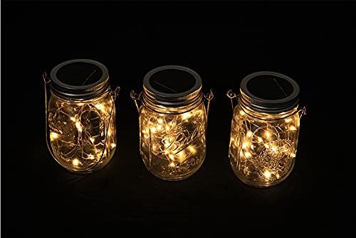 Lxcom Lighting Solar Mason Jar Light, Hanging Garden Light, LED Waterproof Best Terrace Lawn Decoration, Warm Light, Pack of4 - Image 6