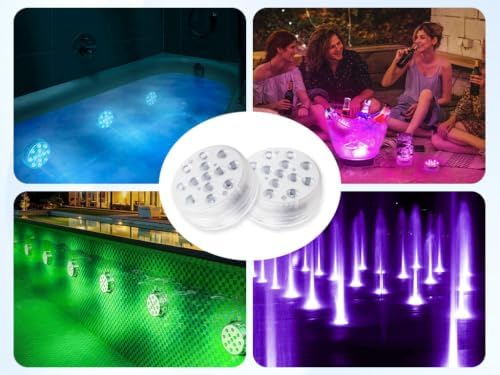 Submersible LED Lights with Remote, 4 Pack 13 LED Pool Lights with Magnets and Suction Cups, for Pond, Party, Wedding, Vase Base, Lighting Battery Operated - Image 6