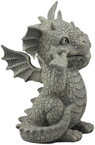 Ebros Gift Whimsical Garden Dragon Making Silly Funny Faces Statue 10.25" H Cute Baby Dragon Faux Stone Resin Finish Figurine Dungeons and Dragons Mythical Fantasy Sculpture Guest Greeter Home Decor - Image 3
