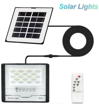 Floodlight L+E+D Solar Floodlight IP67 Solar Wall Light Outdoor with Remotes Control Height Lighting Energy Saving Water.Proof Courtyard Street(Model B,10W) - Image 4