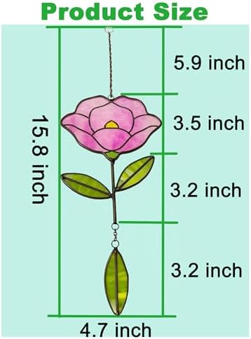 Stained Glass Window Hangings, Handcrafted Garden Suncatchers for Window and Home Decor Decor, Unique Artisan Glass Ornaments for Indoor and Outdoor Use (B-Pink) - Image 4
