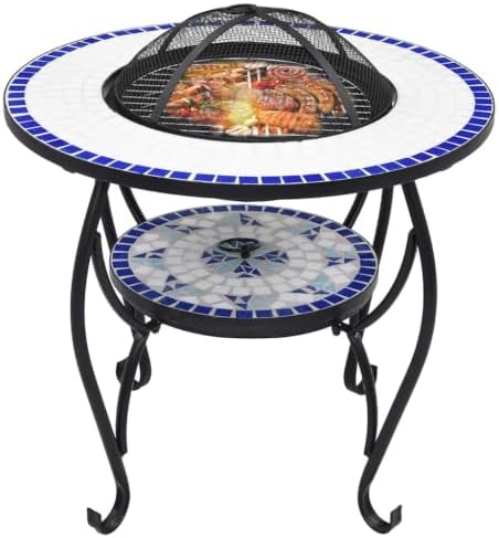 Mosaic Fire Pit Table, Ceramic Round Wood Burning Bowl, 26.8 in - Image 3
