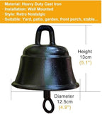 GTPBAO Front Door Iron Cast Hanging Bells, Antique Black Ringing Doorbell, Handcrafted Service Bell for Outdoor Garden Villa Cafe(Bell 12.5cm/4.9in) - Image 2