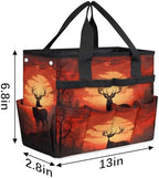 Deer Garden Tool Bag Organizer Heavy Duty Wildlife Deer Gardening Tote Bag with 10 Pockets for Women Men Gardening Gifts - Image 3