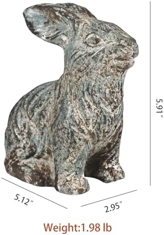 All Chic Bunny Decor Garden Statue Cement Rabbit Statue for Home Garden Indoor Outdoor Statues for Yard,Front Yard Decor,Easter Rabbit Figurines（Blue） - Image 2