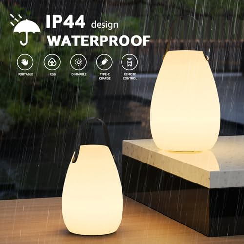 uuffoo 2 Pack Rechargeable Portable Table Lamp with Remote - Image 4