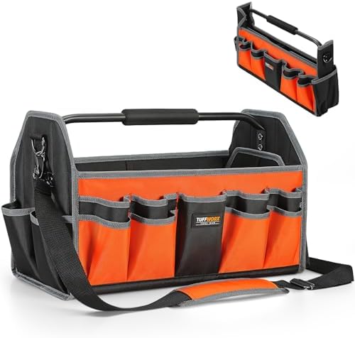 19 Inch Open Tool Tote Bag with Heavy-Duty Handle for Electrician by TUFFWORX