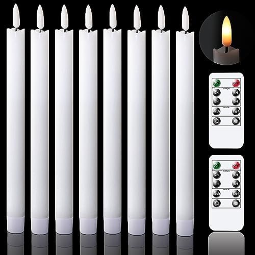GenSwin Flameless Taper Candles LED Battery Operated Remote Timer White by GenSwin