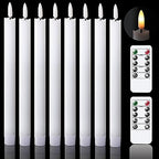 GenSwin Flameless Taper Candles LED Battery Operated Remote Timer White by GenSwin