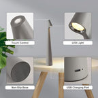 Cordless Small Table Lamps,3 Levels Brightness Portable Desk Lamp,Rechargeable Battery Lights for Outdoor, Restaurant, Bedside, Baby Night Light,Gifts (Grey) - Image 6