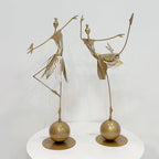 Outdoor Statue Garden Metal Statue Outdoor Dancing Girl Bird Art Farmhouse Footpath Garden Decor(A) - Image 5