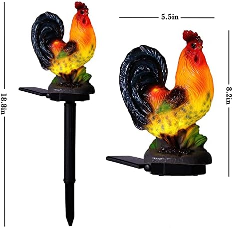 ZFNN Solar Rooster Lights Outdoor Decorative,Solar Chicken Decor Garden Stakes Lights,Waterproof Chicken Statue with Led Lights Yard Art for Pathway Lawn Patio Courtyard Backyard(Warm White) - Image 2