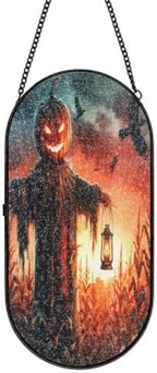 Halloween Pumpkin Scarecrow Lantern Glass Sun Catcher 10.2X5.1In by Unknown