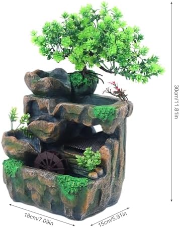 Water Fountain Rockery Ornaments with Waterfall & LED Colorful Lights Mini Desktop Waterfall Small Rockery for Office, Home, Bedroom Desk Decoration - Image 4