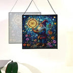 Gnome with Dreamcatcher Stained Glass Suncatcher – Square Hanging Window Panel for Home or Greenhouse – Whimsical Glass Art Gift for Garden Lovers, Christmas, Halloween, Father Days 8jzg1a - Image 4