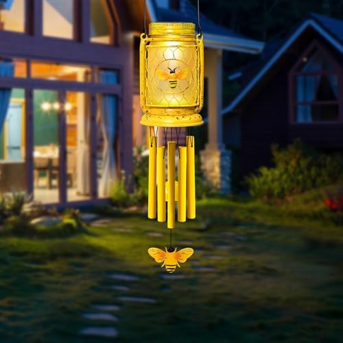 1 Pack Solar Bee Wind Chimes for Outside, Mother' s Day Gifts for Mom Women Grandma, Solar Mason Jar Wind Chime Light Unique Hanging Wind Chimes Outdoor, IP65 Waterproof for Yard Garden Terrace - Image 5