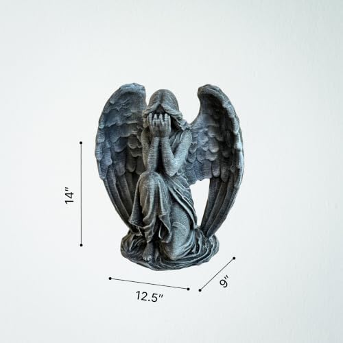 OLOMA Guardian Weeping Angel Concrete Garden Statue Kneeling Crying Cherub Sculpture Outdoor Memorial Grave Decor Religious Lawn Ornament Cemetery Headstone Tribute Art Handcrafted Spiritual Figurine - Image 7