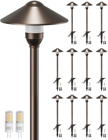 Low Voltage Pathway Lights with G4 3W 3000K Bulbs 12-Pack, ORB Aluminum by PARTPHONER