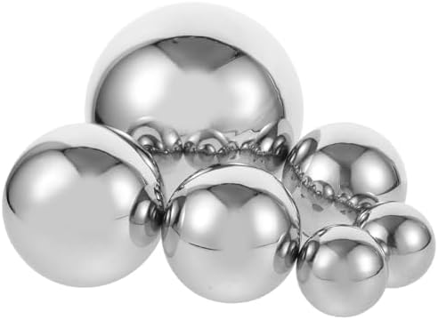 KALLORY 6pcs Stainless Steel Polished Mirror Gazing Balls Set, Hollow Reflective Sphere Ornaments for Garden and Patio Décor, Sizes 150mm to 50mm, Outdoor Floating Metal Globes by KALLORY