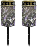Poceacles Outdoor Solar Lights Solar Outdoor Candle Solar Cemetery Lights Water Resistant Fake Candle Solar Garden Stake Lights for Cemetery Grave Decorations, Hummingbird Hyacinth Leaf, Pack of 2 by Poceacles