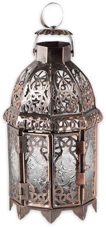Zingz & Thingz Moroccan Style Candle Lantern Holder, Decorative Light Home Decor, Indoor & Outdoor, 9.5" Tall, Copper by ZingzThingz