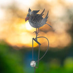 Red Carpet Studios Garden Stake Yard Art Metal and Glass Balance Rocker with 4-Prong Stake, 55" Tall, Owl - Image 2