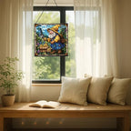 Gnome Beekeeping Stained Glass Suncatcher – Square Hanging Window Panel for Home, Garden, Nursery, Halloween, Christmas, Memorial Day – Whimsical Glass Art Gift for Gnome Lovers kbh7x5 - Image 7