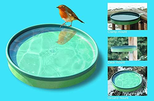 Farm Innovators Heated Bird Bath, 1 Quart Capacity, Outdoor Decor Shallow Bath Tray for Birds - Birdbath with Deck, Clamp, and Ground Mount Options - Image 3