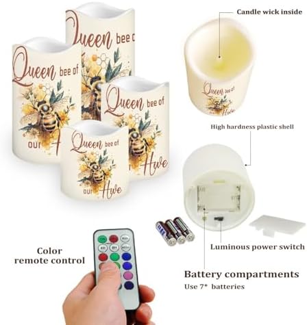 Cute Pattern Flameless Candles LED Pillar Candles Battery Operated Candles with Remote and Timers Color Changing Electric Fake Plastic Candles Mothers Day Decor - Image 3