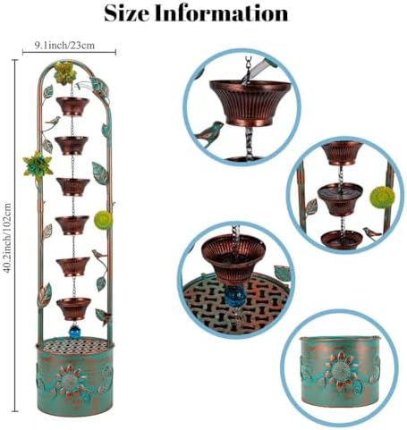 40" Vintage Metal Floor Water Fountain - Image 4