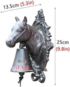 Cast Iron Dinner Bell, Outdoor Bell, Cast Iron Dinner Bell for Outdoor Farmhouse Retro Horse Head Wall Mounted Cast Iron Bells - Image 2
