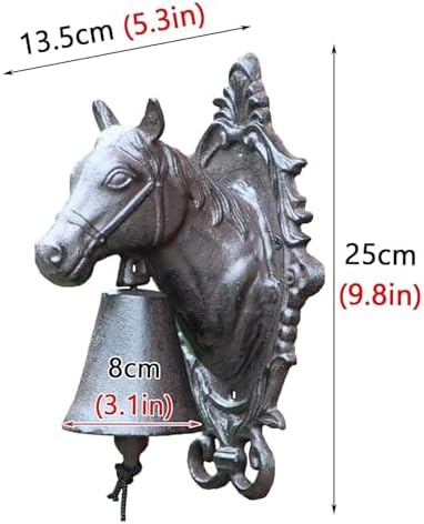 Cast Iron Dinner Bell, Outdoor Bell, Cast Iron Dinner Bell for Outdoor Farmhouse Retro Horse Head Wall Mounted Cast Iron Bells - Image 2