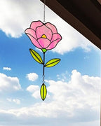 Stained Glass Window Hangings, Handcrafted Garden Suncatchers for Window and Home Decor Decor, Unique Artisan Glass Ornaments for Indoor and Outdoor Use (B-Pink) - Image 5