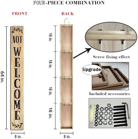 Unwelcome Porch Sign Go Away For Front Door Wooden Vertical Standing Hanging Decorations Spring Summer Farmhouse Outdoor Yard Housewarming Present 8x64inch - Image 3
