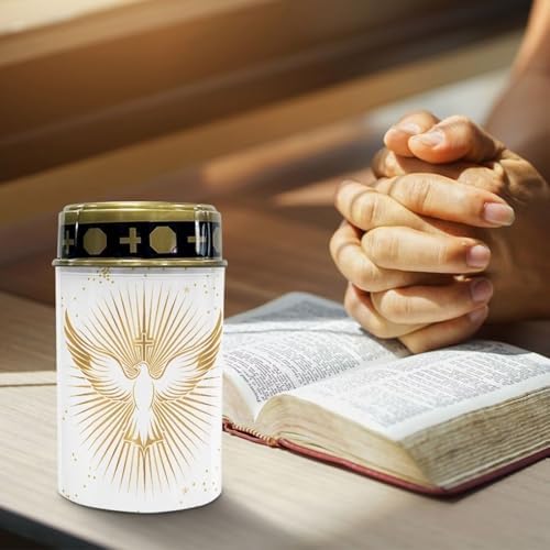 Poceacles Cross Outdoor Solar Candle Lights - Water Resistant, Gold White Dove of Peace Cross, Pack of 4 - Image 5