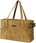 Open Top Tool Bag, Heavy Duty 16oz Waxed Canvas Tool Bag with Inside Pockets & Sturdy Handles - for Gardner Carpenter Craftsman - Tool Tote Bag Pouch | 15"Lx7"Wx10"H | Khaki by Kaaltisy